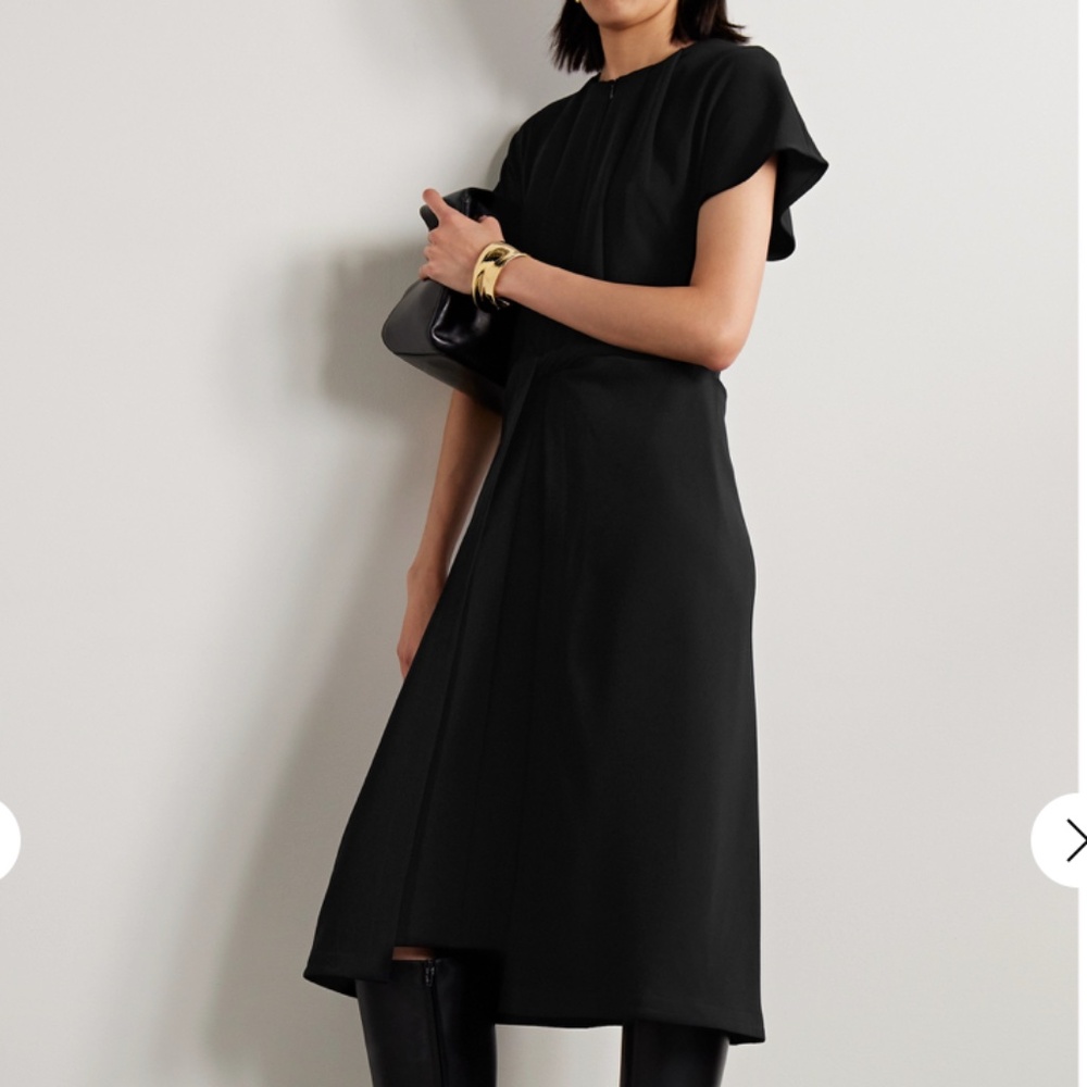 Proenza Schouler Layered pleated crepe midi dress in black size 10